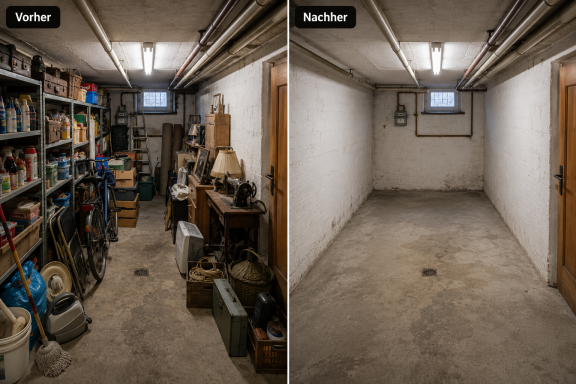 Kellerentrümpelung – vorher und nachher Kellerentrümpelung vor und nach der Räumung