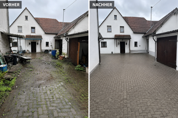 Hofreinigung – vorher und nachher Hofreinigung und Aufräumung – vorher und nachher